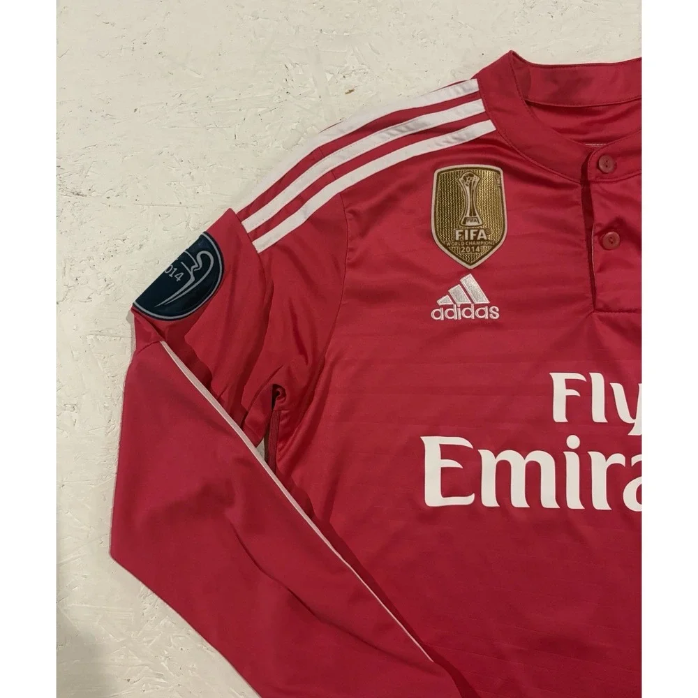 adidas Real Madrid Gareth Bale Pink Long Sleeve Soccer Jersey‎ Patch Mens M